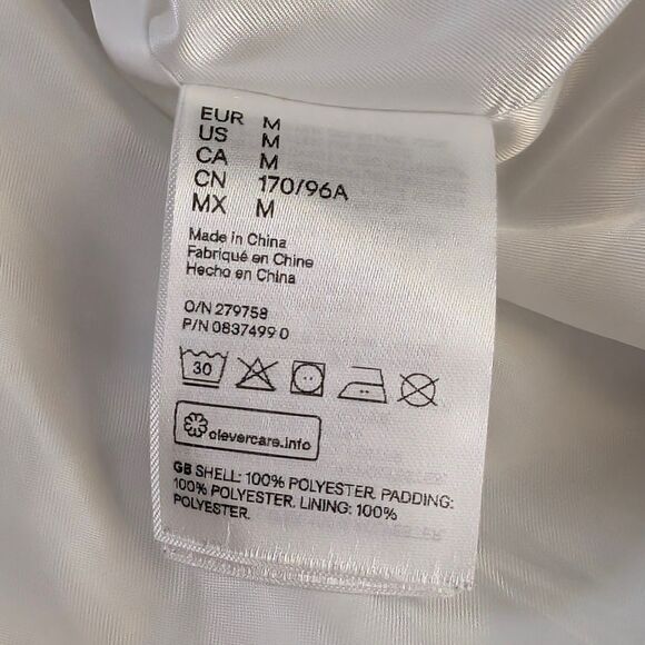 H&M Justine Skye Cloud Print Puffer Jacket Women's Medium Blue White Button Up - Picture 6 of 10